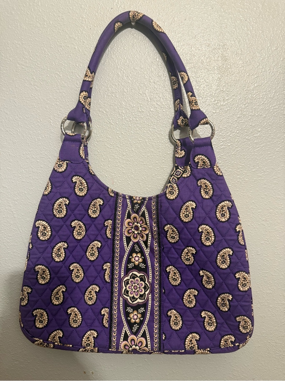 Y2K Vera Bradley Purple Quilted Paisley Shoulder Bag with Floral.